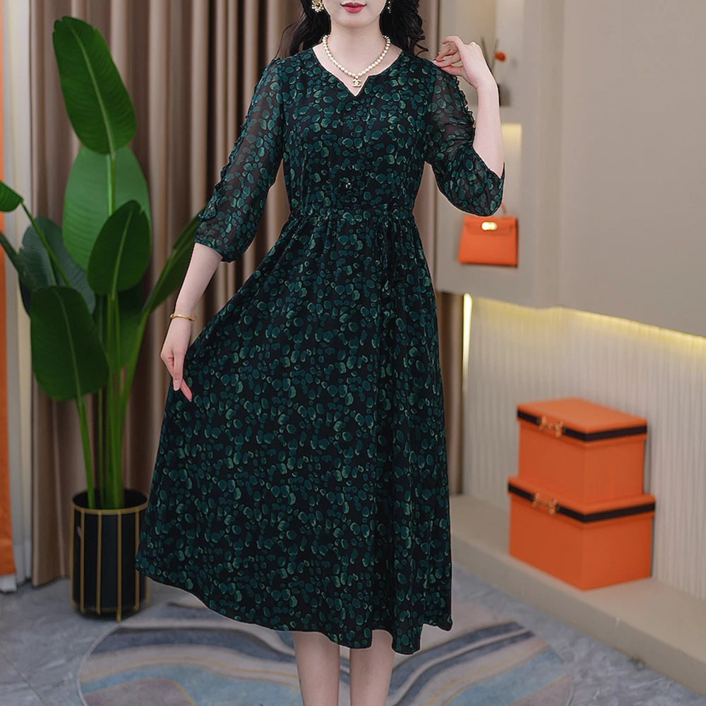 春季新款优雅气质中长款女装连衣裙S-105