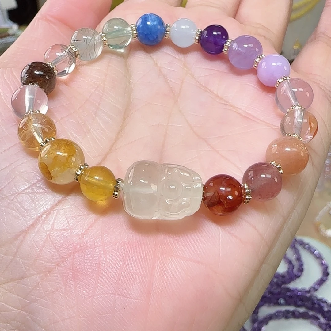 水晶手串未镶嵌天然水晶多宝单圈