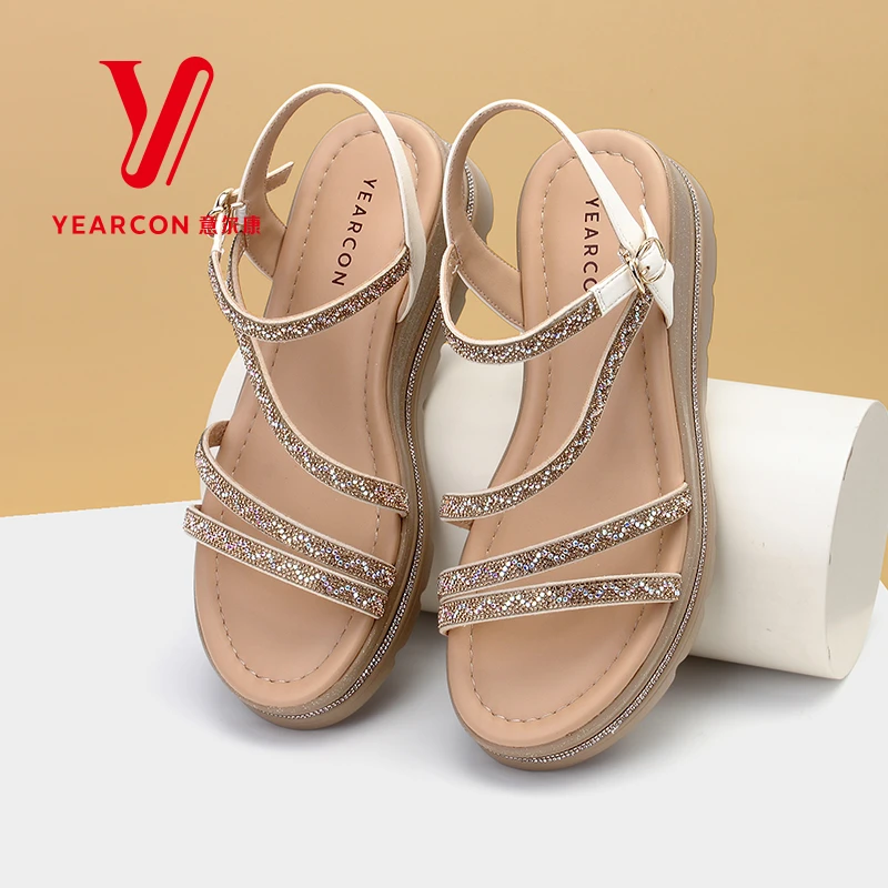 意尔康女鞋气质凉鞋新款法式女鞋夏季外穿后空时尚休闲鞋19040U