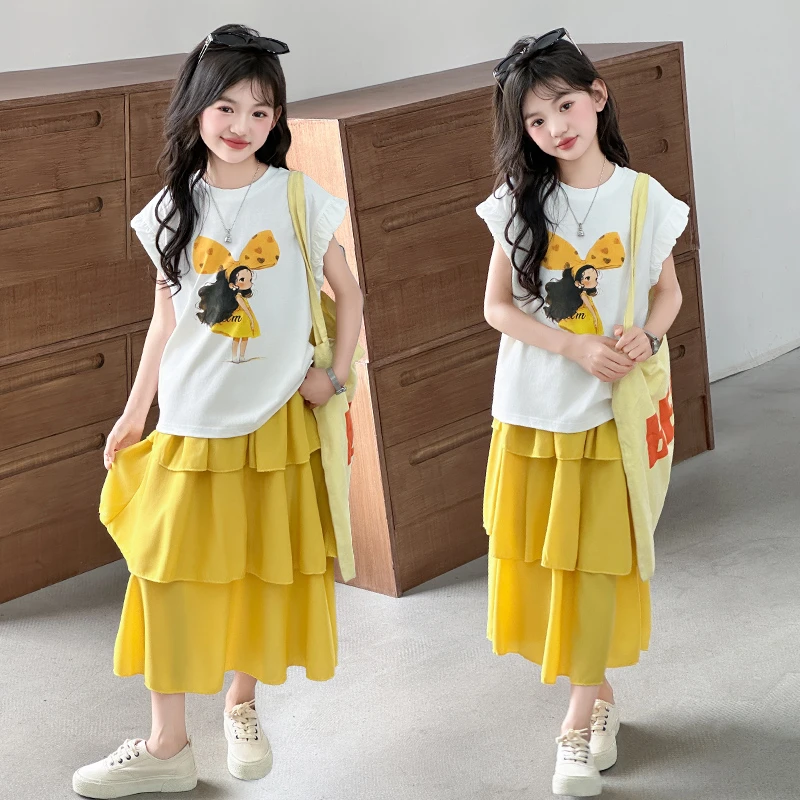 2025卡通女孩新款可爱T恤套装ins风夏季宽松休闲时尚洋气俏皮个性