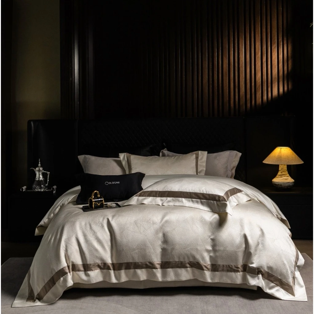 【刘总轻奢】高端厚织高精密锦缎纯棉色织四件套-塔迪亚/香槟