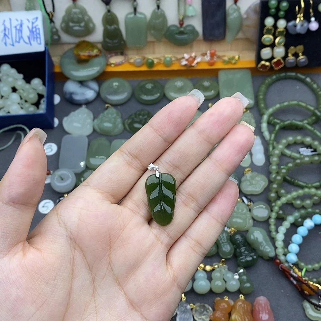 和田玉银S925镶嵌吊坠(不含链)
