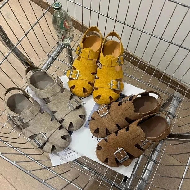 米熙家欧货小众设计百搭包头编织罗马凉鞋女复古猪笼鞋时尚勃肯鞋