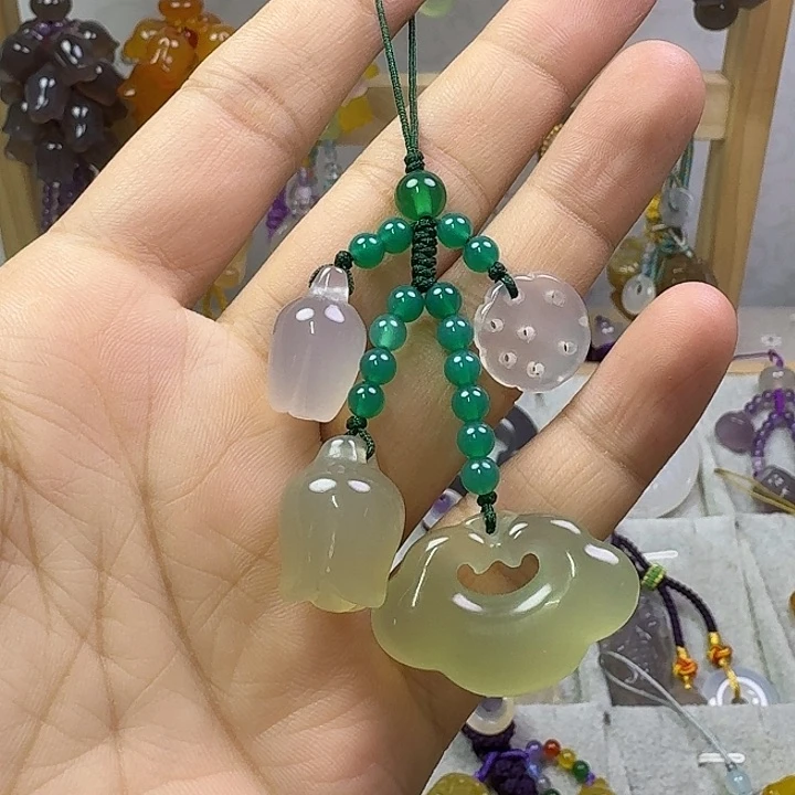 手机挂件绿色平安锁