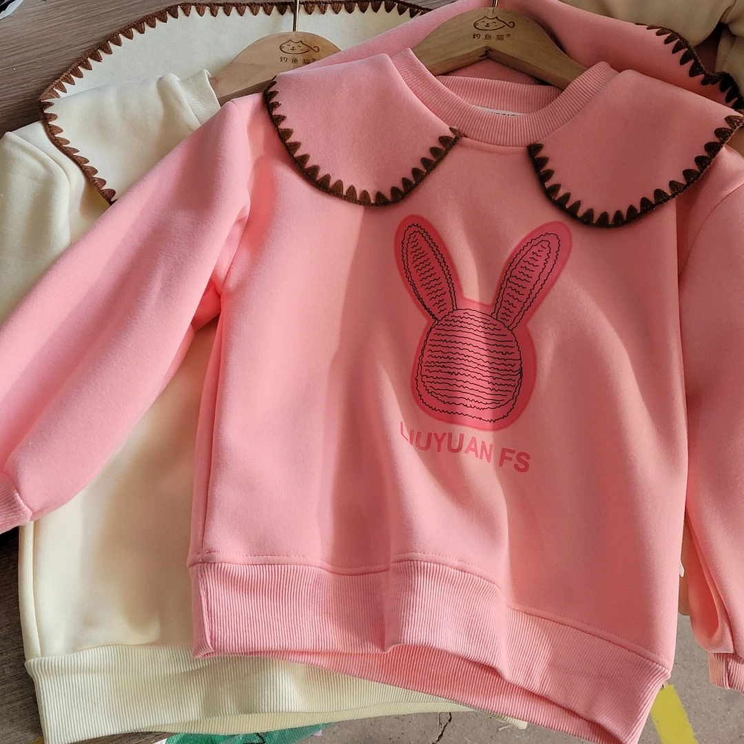 4926女童秋冬款加绒圆领卫衣洋气冬季宝宝长袖休闲打底