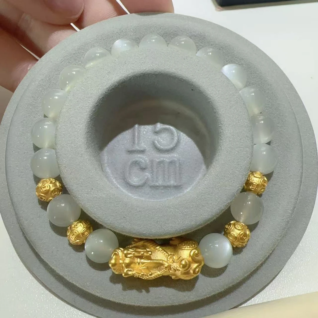 天然白月光足金999大貔貅转运珠金珠子情侣男手礼物