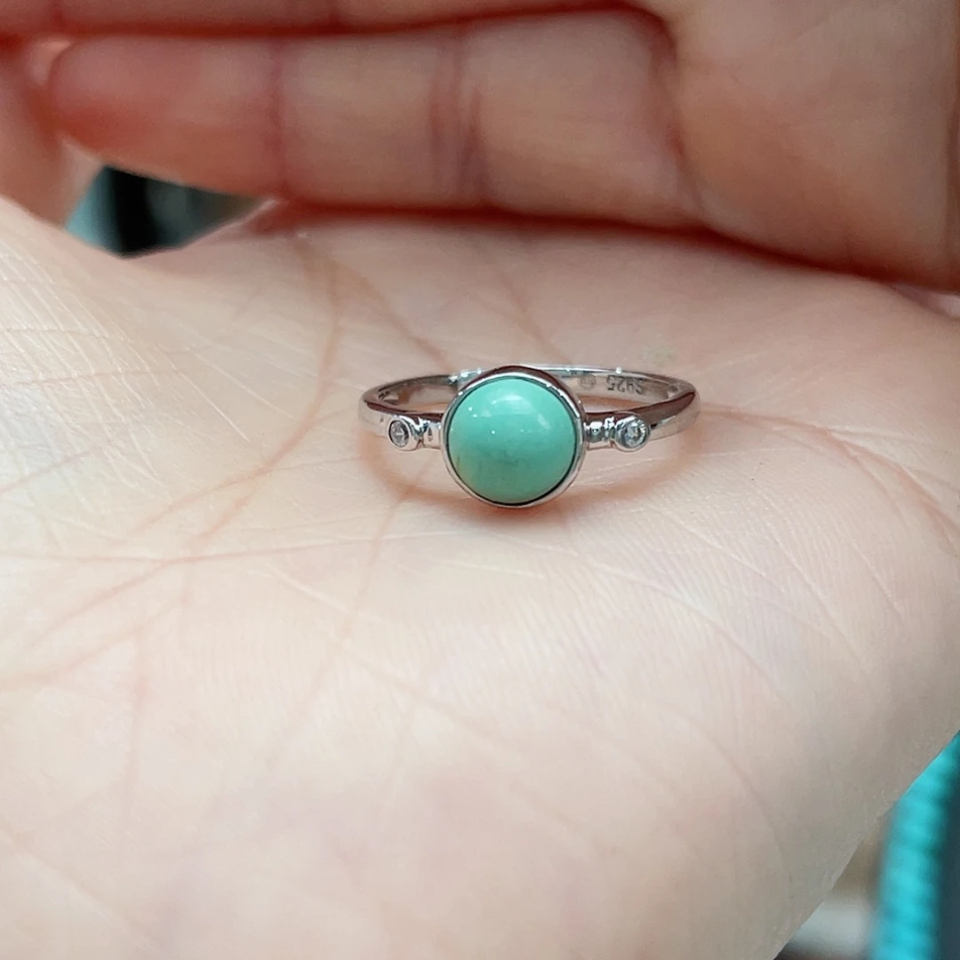 绿松石戒指银S925镶嵌