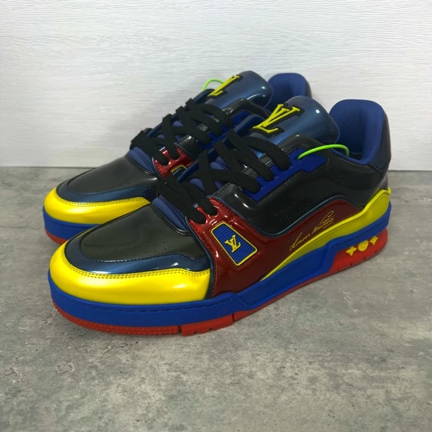 未使用 LouisVuitton/路易威登 钢铁侠/红黄蓝黑/漆皮吹呢trainer