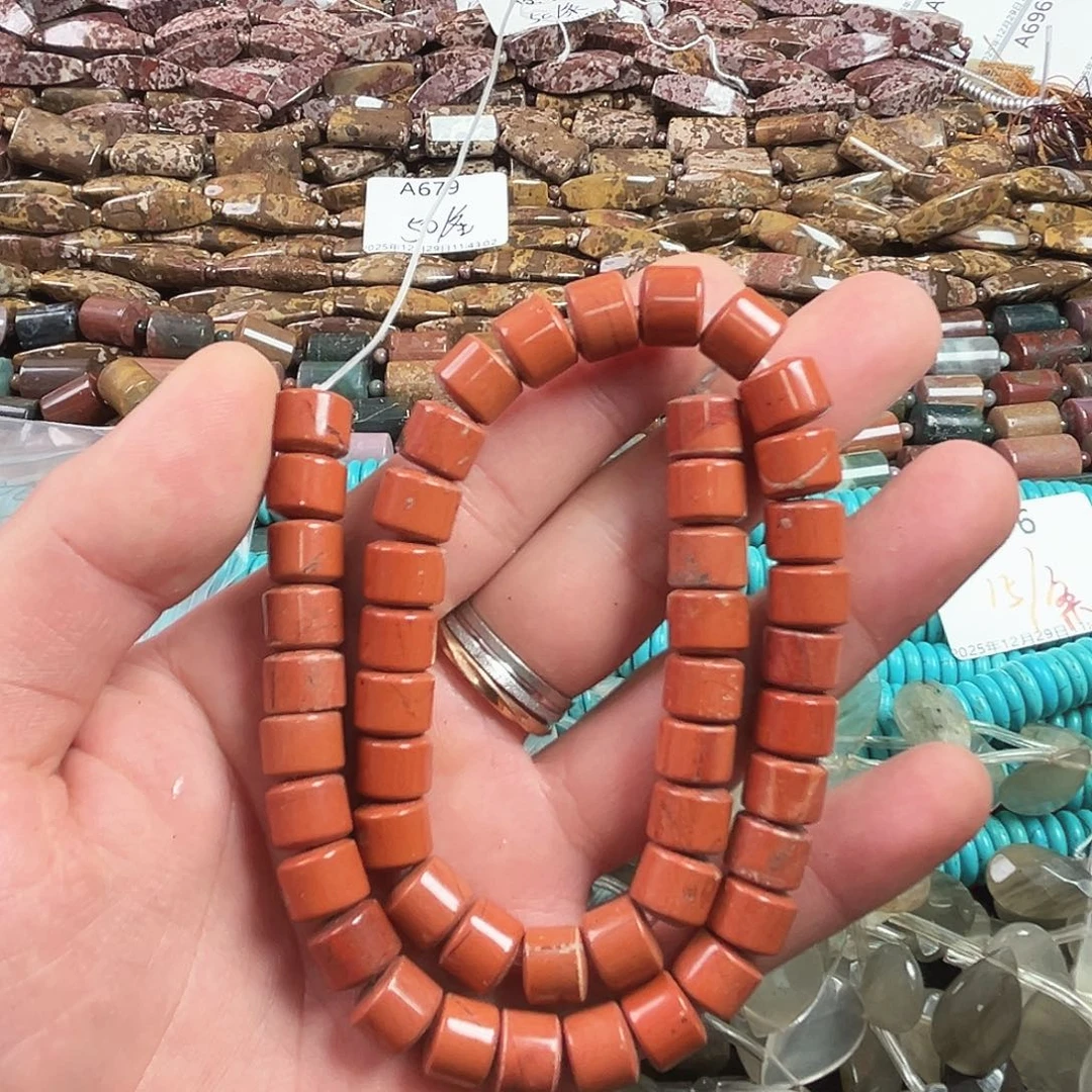 玛瑙/玉髓合金珠宝半成品A691，战国红剁珠一条10mm