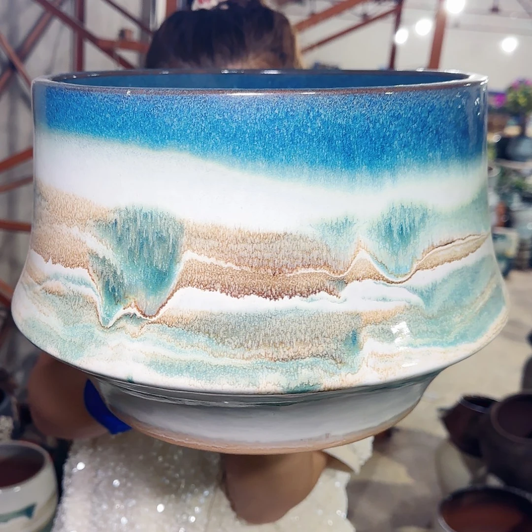 紫砂花盆高21口27