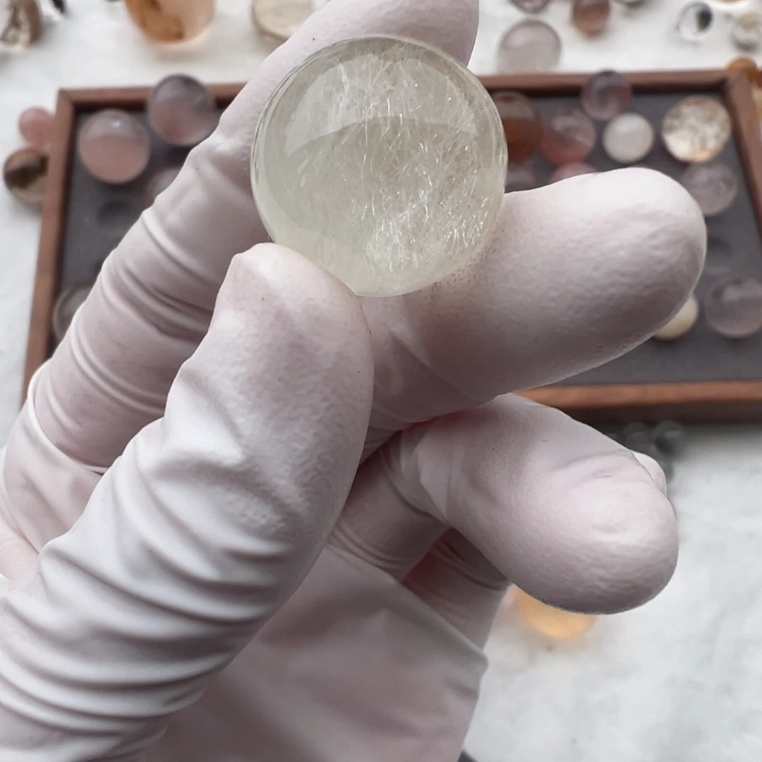 水晶兔毛18mm定制不退换未镶嵌小*花