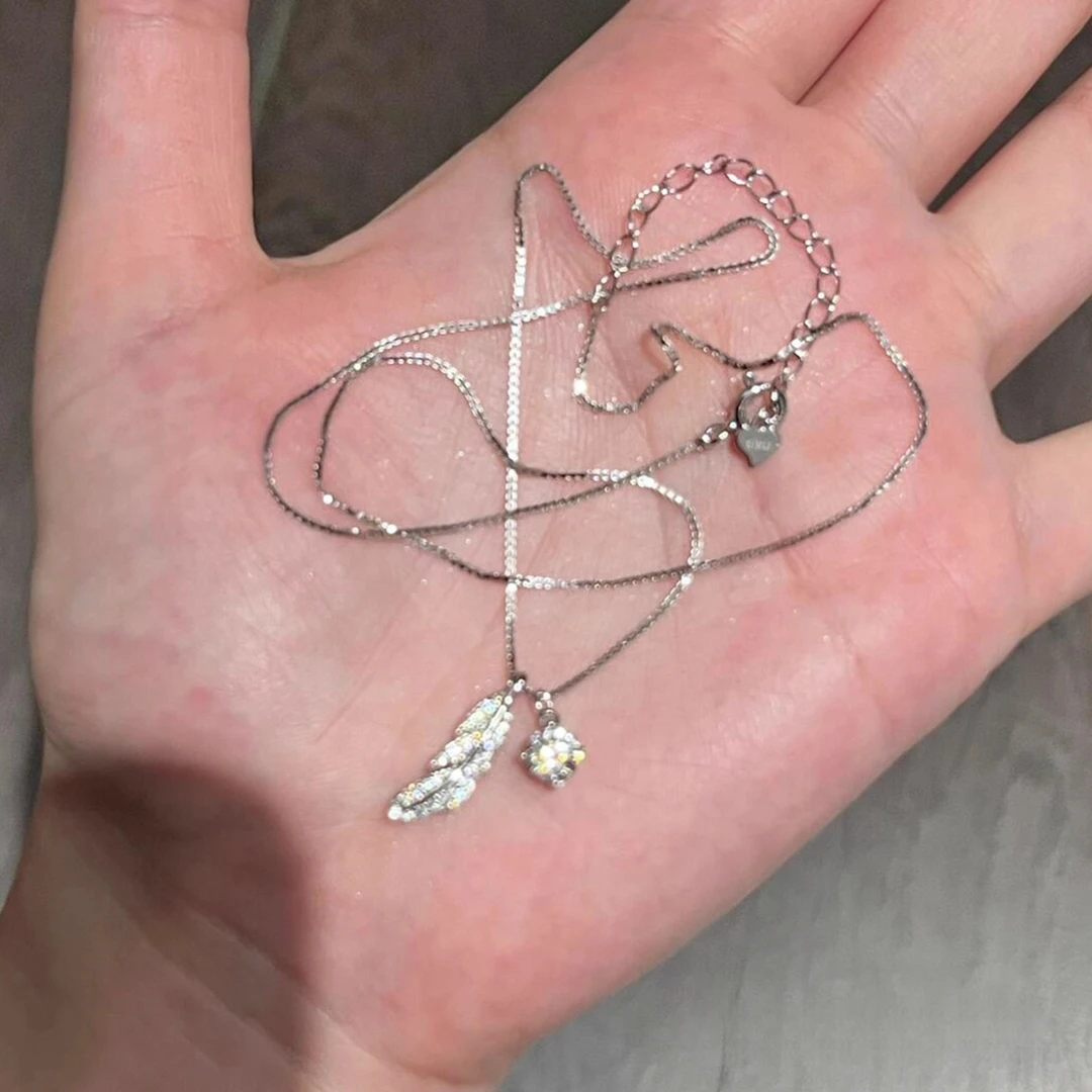 韩系羽毛项链女款2025新爆款高级感轻奢小众简约百搭气质