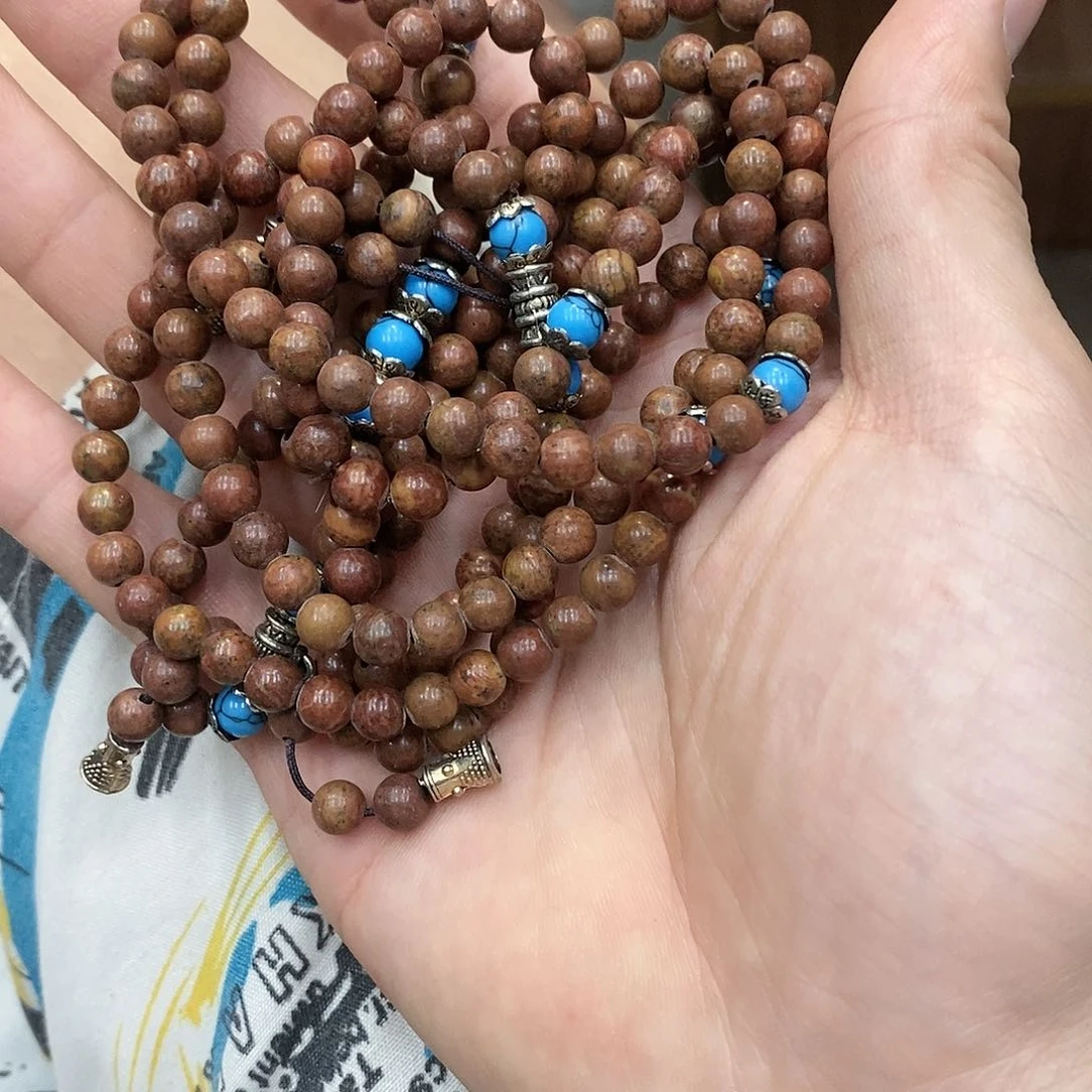 泗滨砭石108手串6毫米