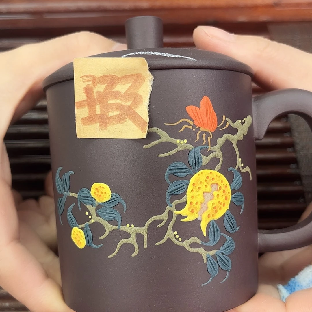 宜兴原矿紫砂全手工盖杯