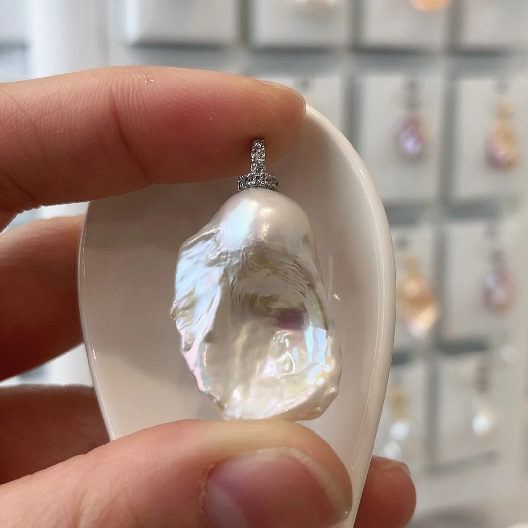 淡水珍珠天然珍珠巴洛克银S925镶嵌