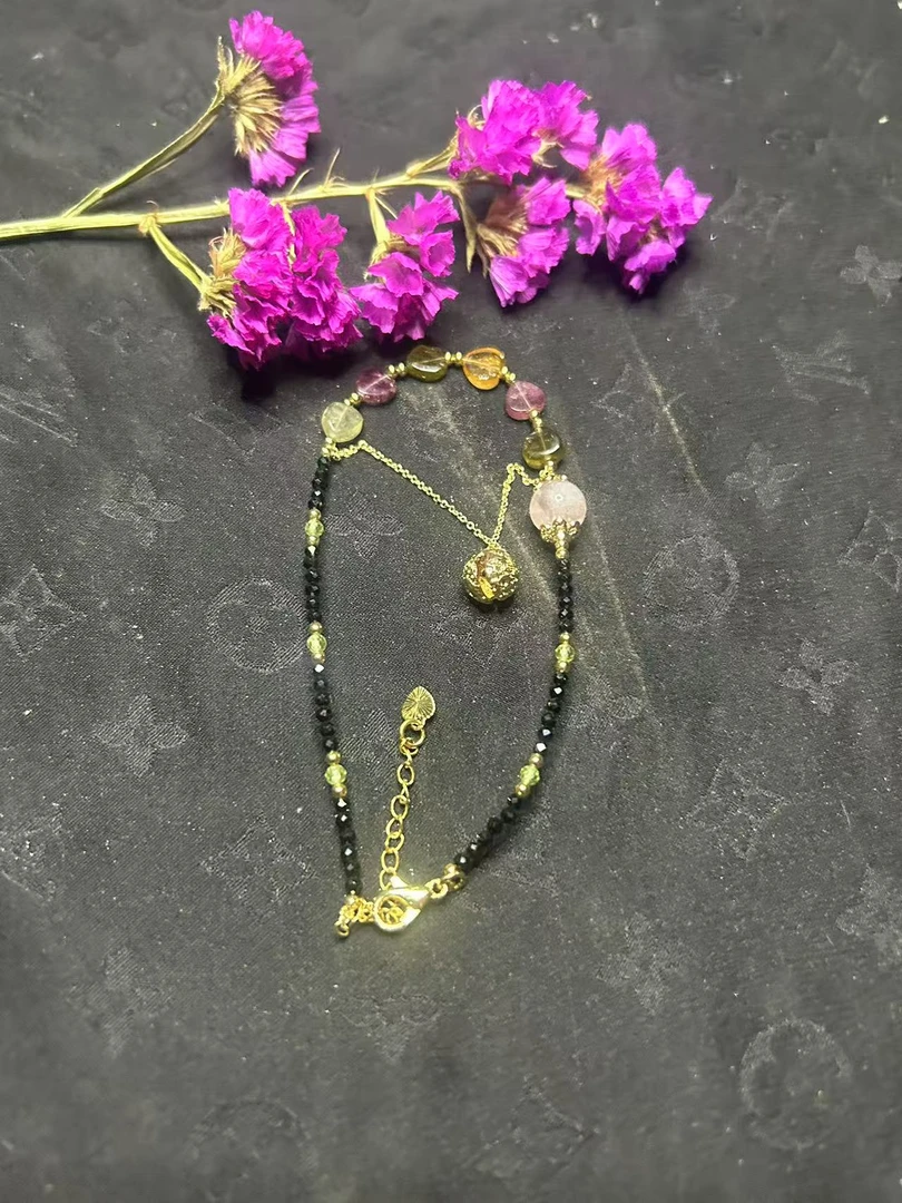 【玉合缘】黑尖晶可调节单圈百搭手链