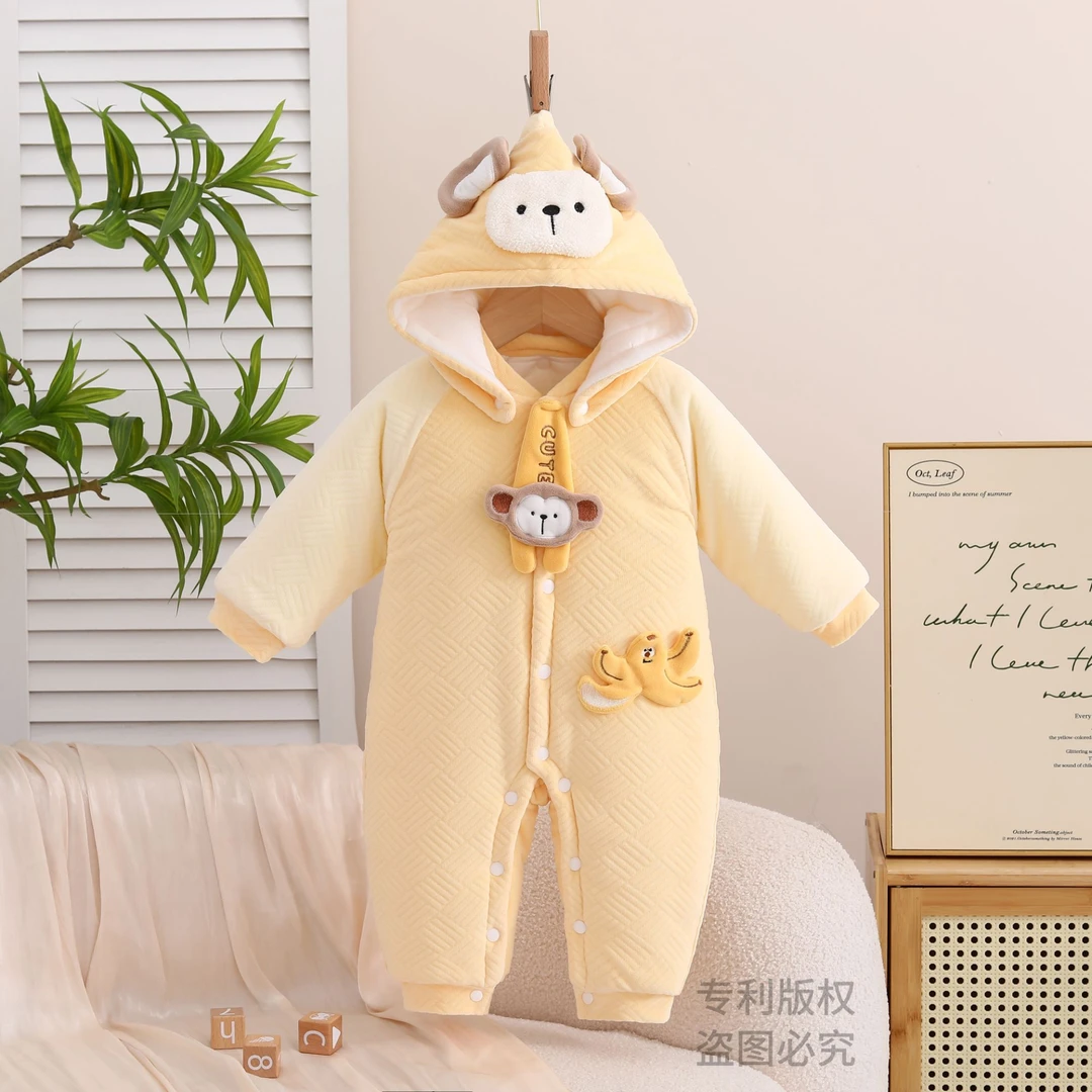 新款小猴子冬季新款长袖爬服婴幼儿连身衣冬款宝宝外出服可爱舒适
