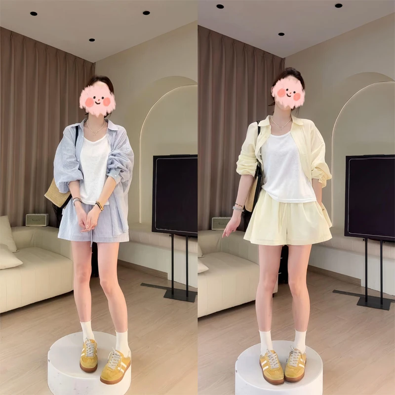 气质三件套2025夏季新款韩版宽松显瘦时尚百搭防晒衬衫洋气套装女