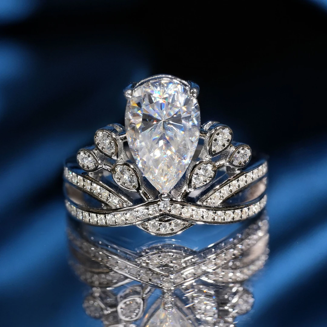 925银莫桑石戒指 【福利】VISING为爱加冕皇冠莫桑钻戒D色3克拉戒指