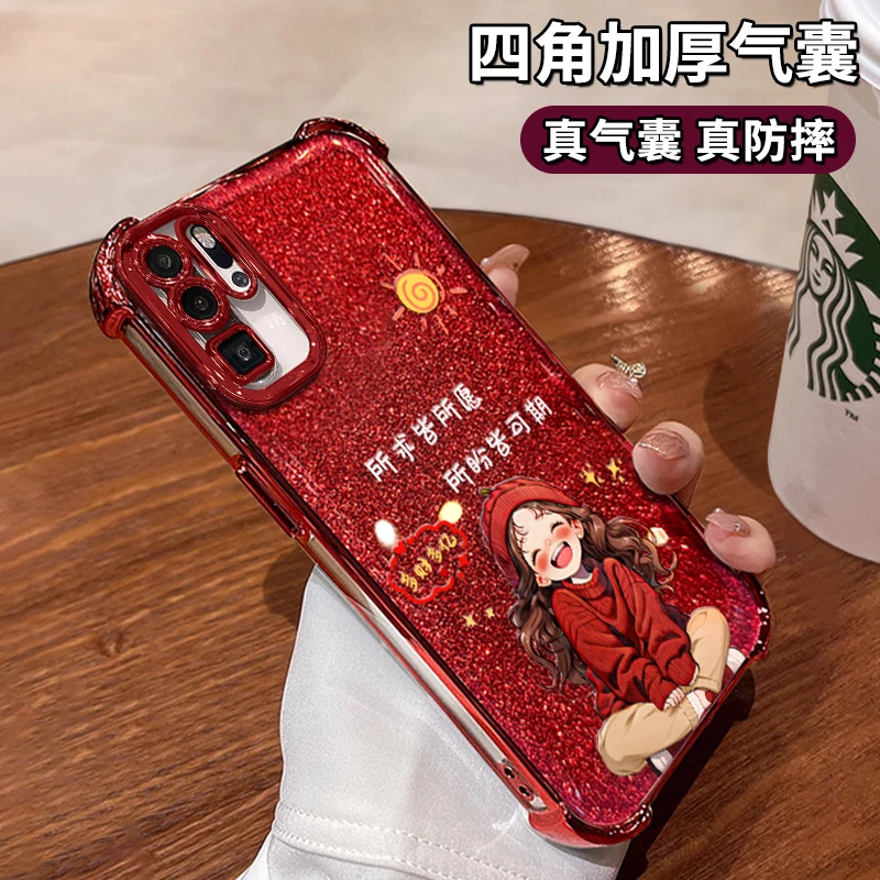 适用于华为P30PRO新年女孩红色电镀四角气囊防摔手机壳女高级