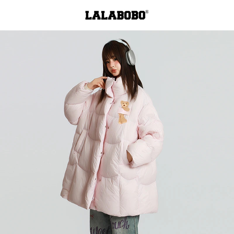 【90白鸭绒】LALABOBO奶油中长款羽绒服RBED-WSYR14