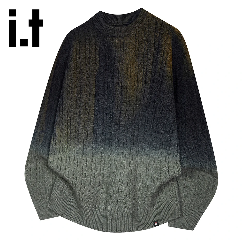 it:CHOCOOLATE美式潮牌渐变色针织衫男士秋冬内搭保暖休闲毛衣潮