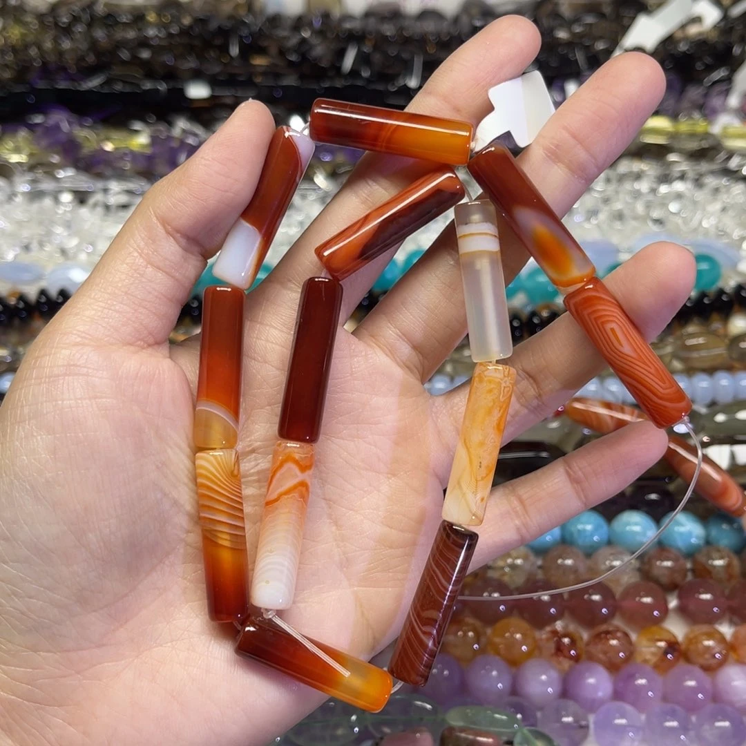 玛瑙/玉髓散珠天然蚕丝玛瑙卡8✖️38长条38厘米