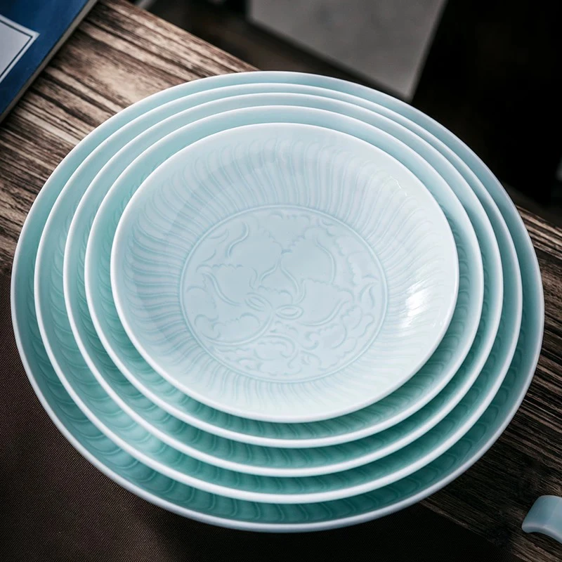 景德镇五花马-7.5寸芙蓉钩弋盘（宋青）