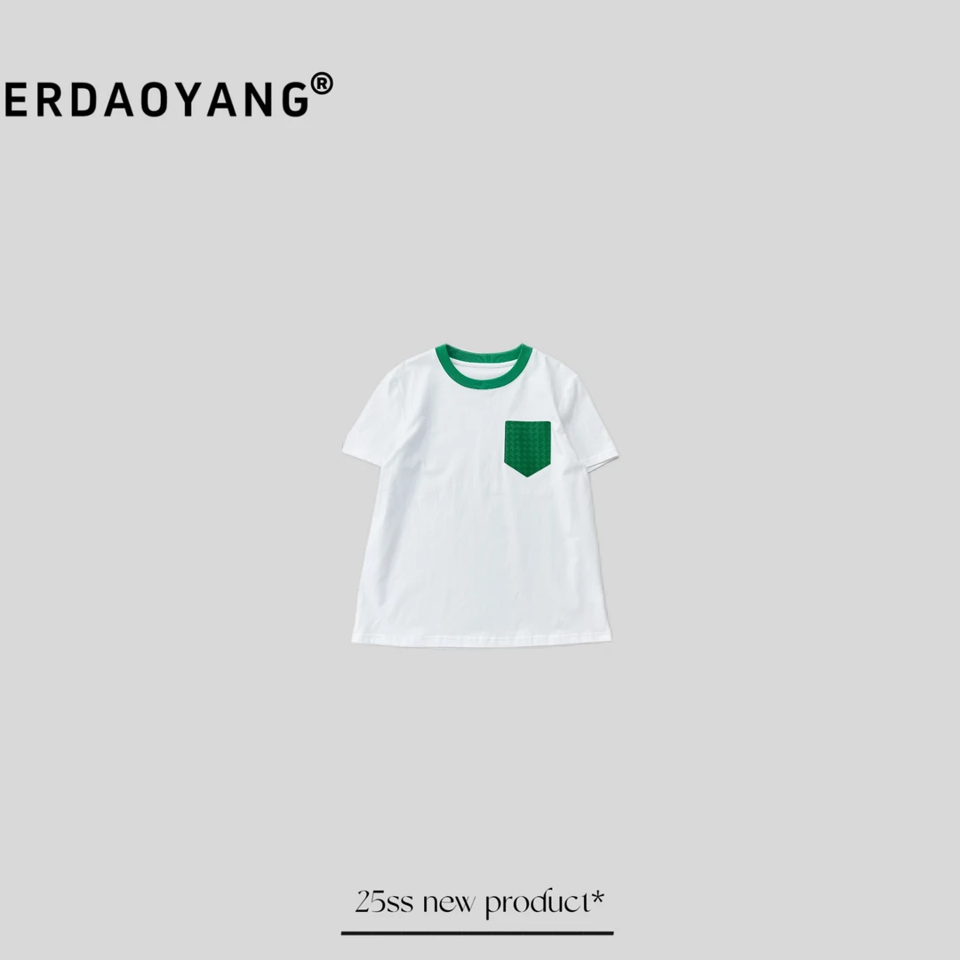ERDAOYANG "B*v绿" 春夏新款撞色口袋百搭短袖DX1153