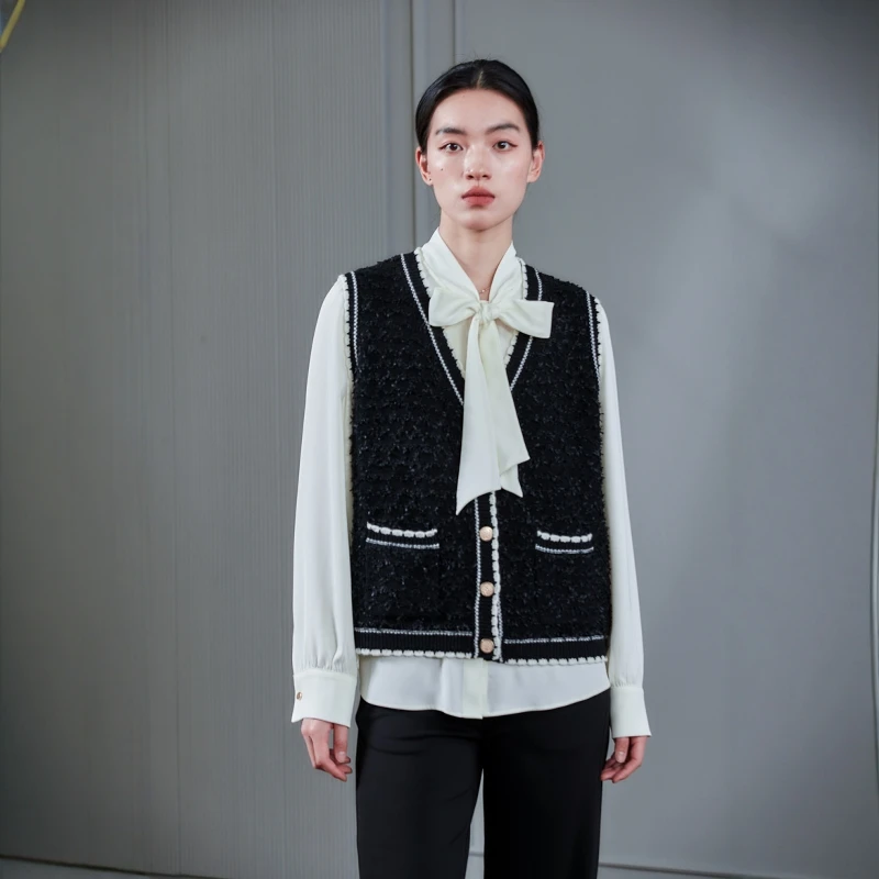 四月初九加大码女装胖MM2025春 全织面提花贝壳绣边马甲背心