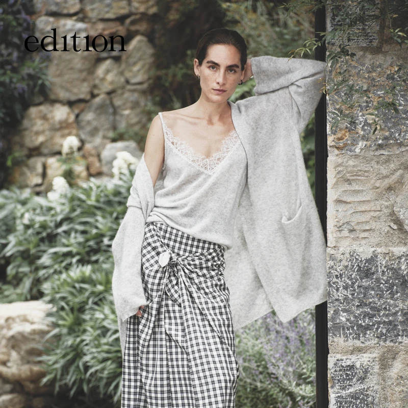 【商场同款】edition2025秋季新款黑白格围裹绑结半裙#EBE3SKT010