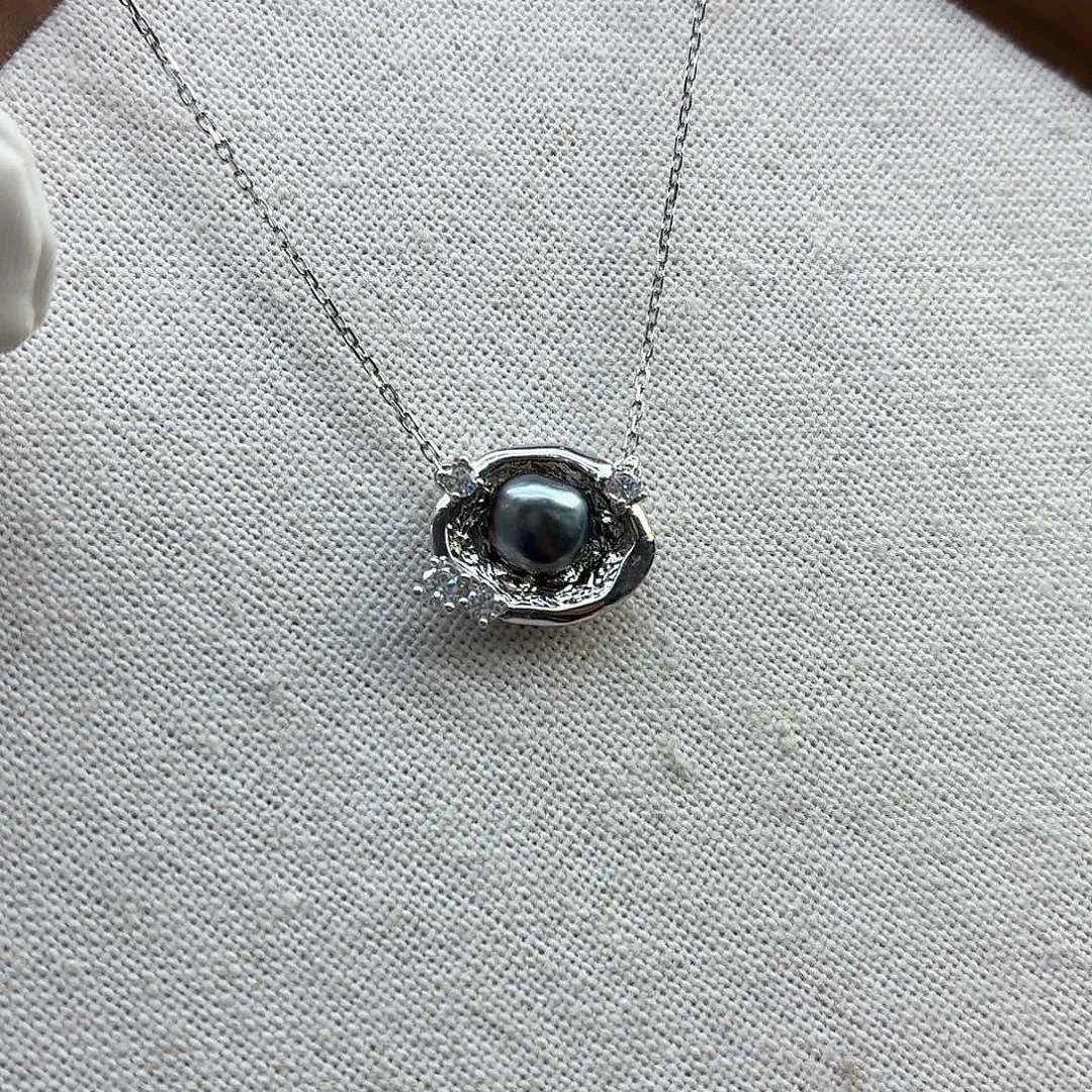 海水珍珠银S925镶嵌颈饰