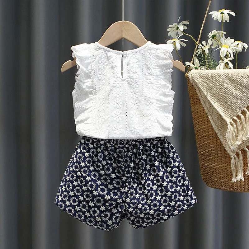 女童夏季新款网红套装儿童时尚洋气小香风短袖短裤公主风两件套潮