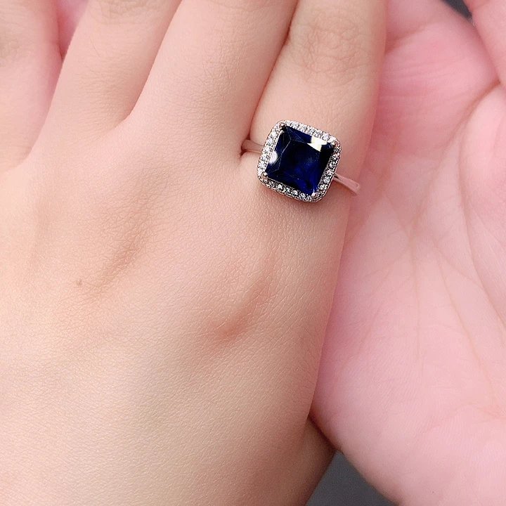 银S925镶嵌蓝宝石戒指