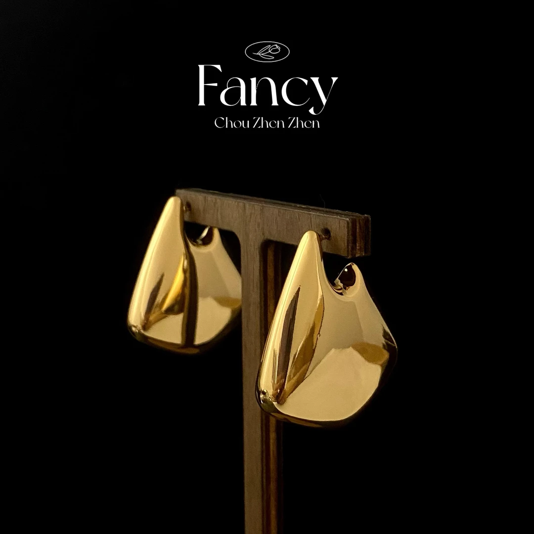 铜合金耳饰 【忘月光】爆款不规则空心耳环小众时尚金色设计款耳饰