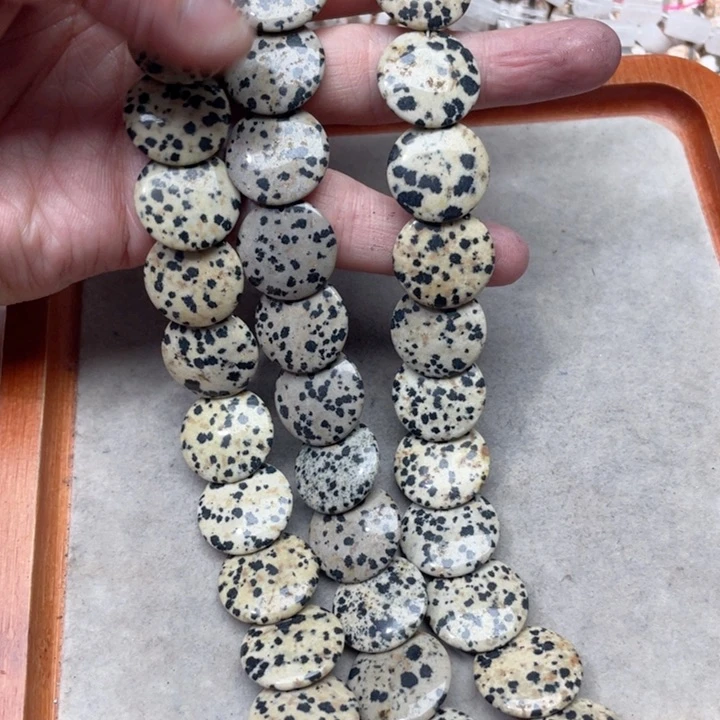 玛瑙/玉髓合金珠宝半成品一条20mm斑点石圆饼
