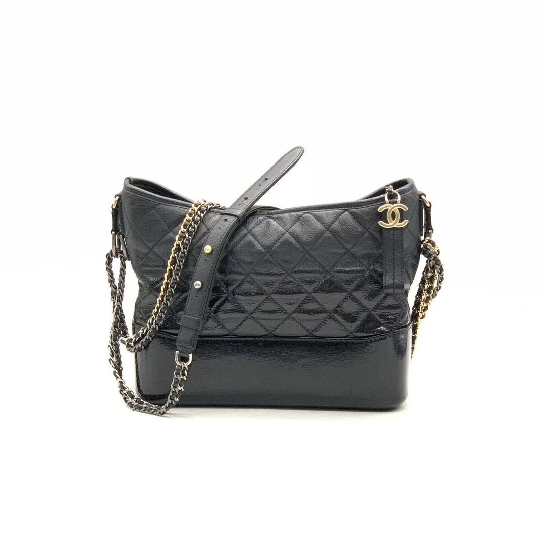 95新 Chanel/香奈儿 【安则专属】黑色拼皮大号流浪包