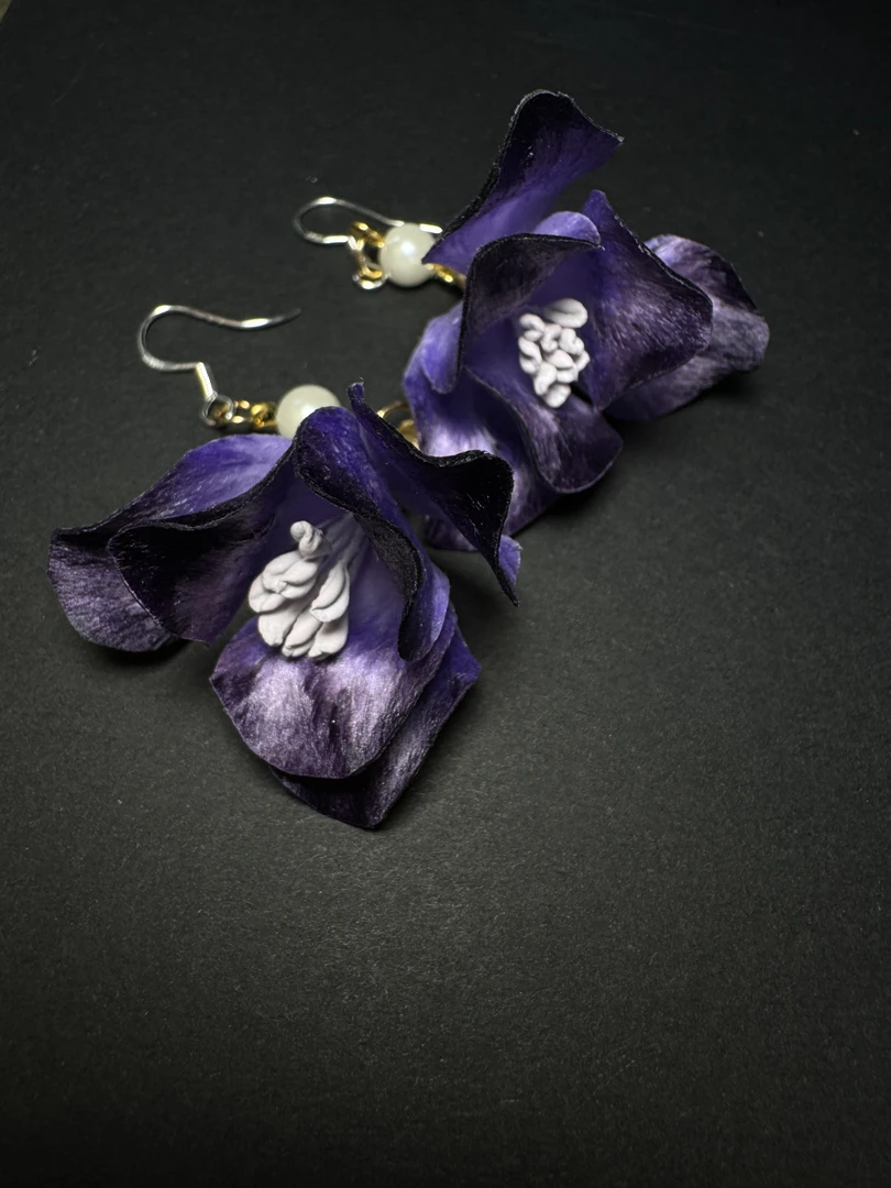 非遗绒花 鸢尾花耳饰