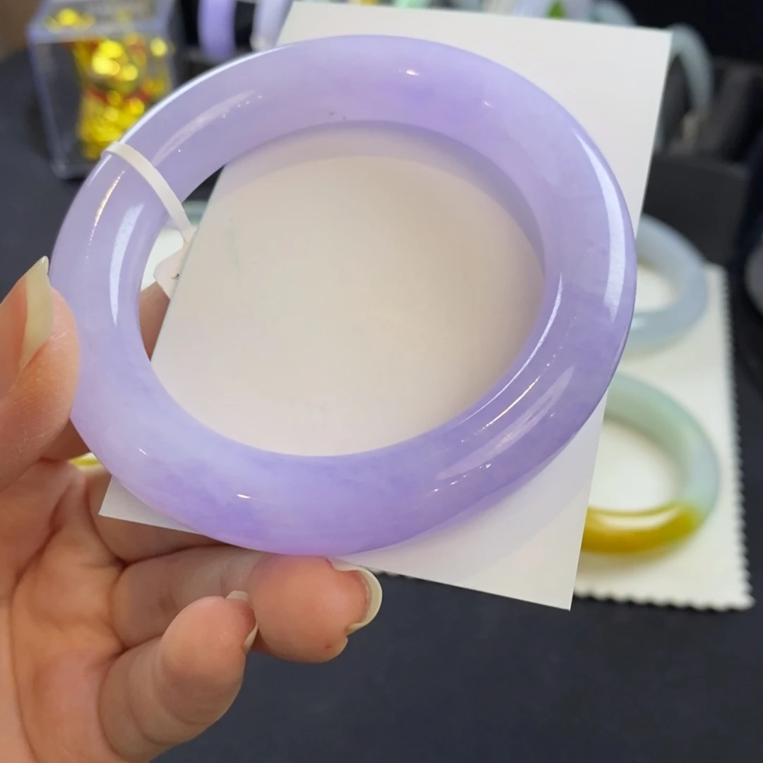 翡翠未镶嵌手镯紫罗兰54