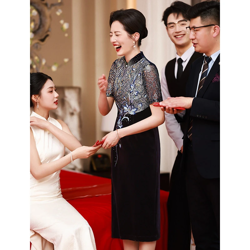 喜婆婆婚宴旗袍2025新款高贵洋气妈妈结婚礼服平时可穿高级感夏季