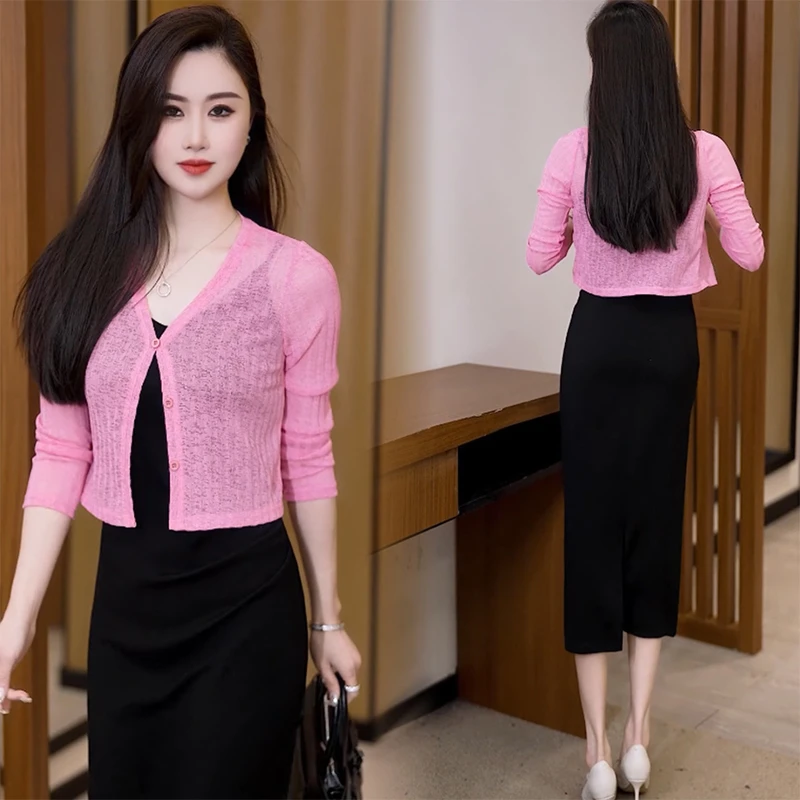 针织开衫配吊带裙的小外搭女夏季新款2025薄款时尚防晒衫外套上衣