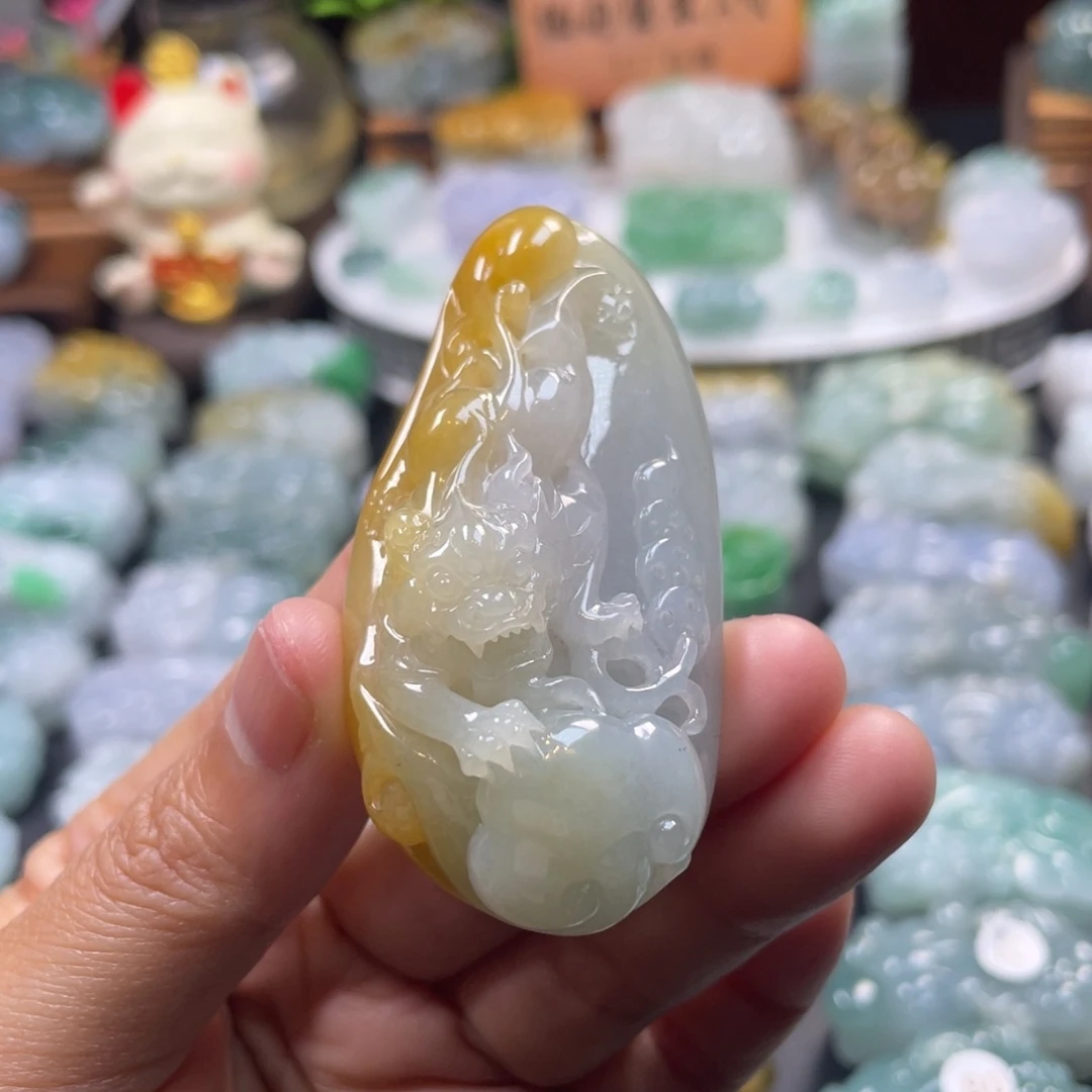 浩***空翡翠未镶嵌颈饰貔貅
