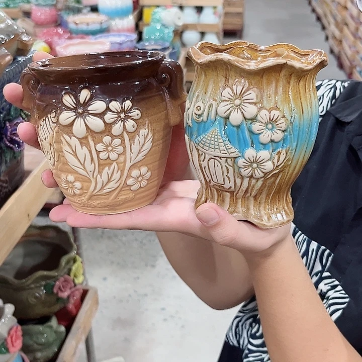 有孔.凑单10元陶瓷花盆发货！