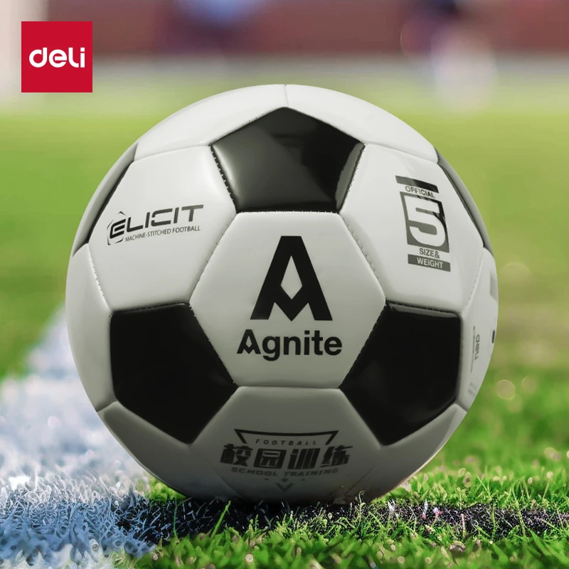 【得力】5号PVC机缝足球安格耐特训练比赛运动中小学生专用