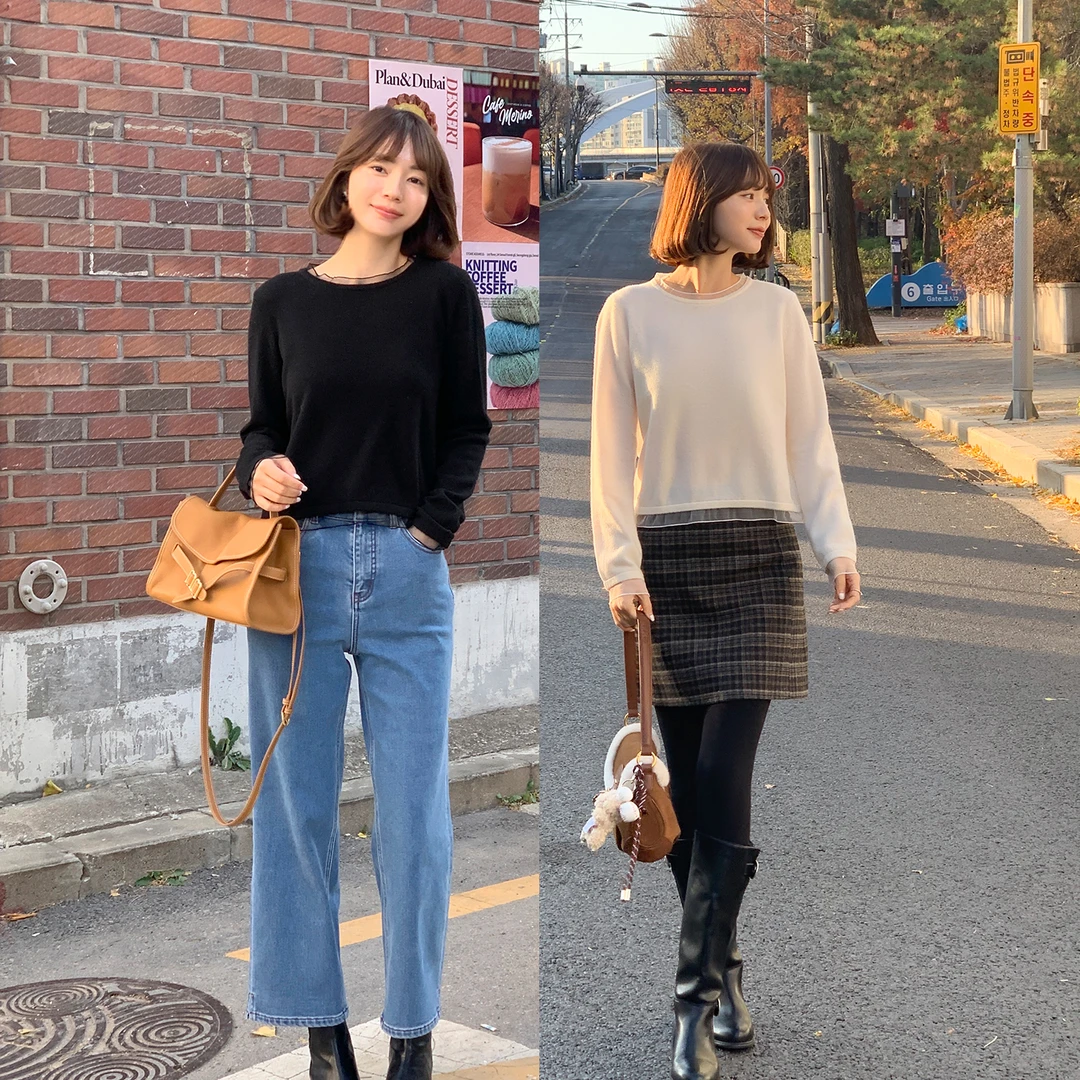 【牙牙】【双十二92折】【淡颜氛围】FS512S081温柔蕾丝毛衫