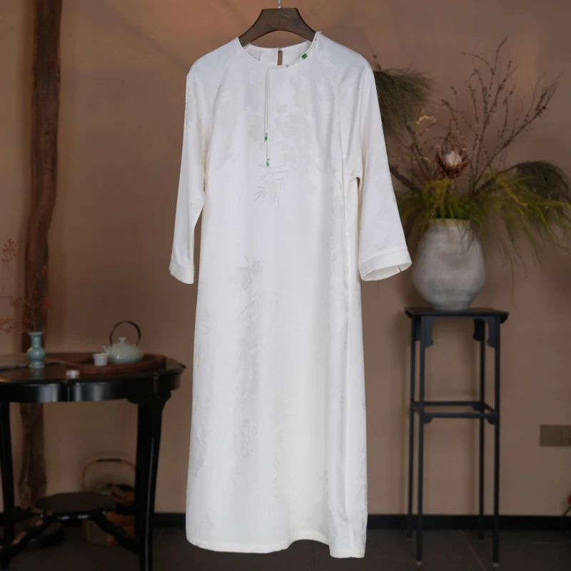 圆领丝毛连衣裙 26140   35姆米丝毛染色面料