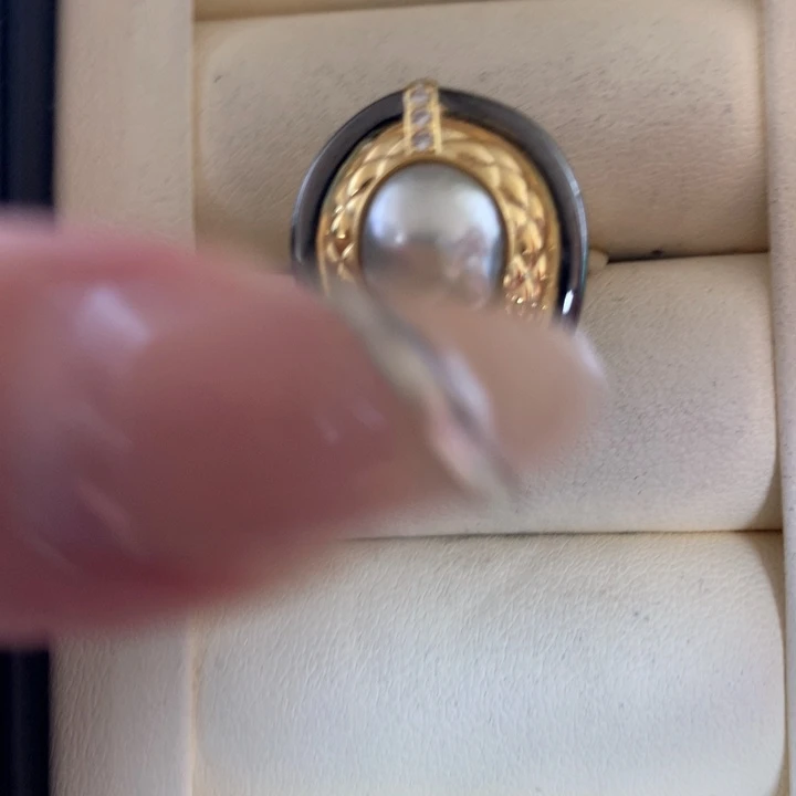 银S925镶嵌戒指海水珍珠