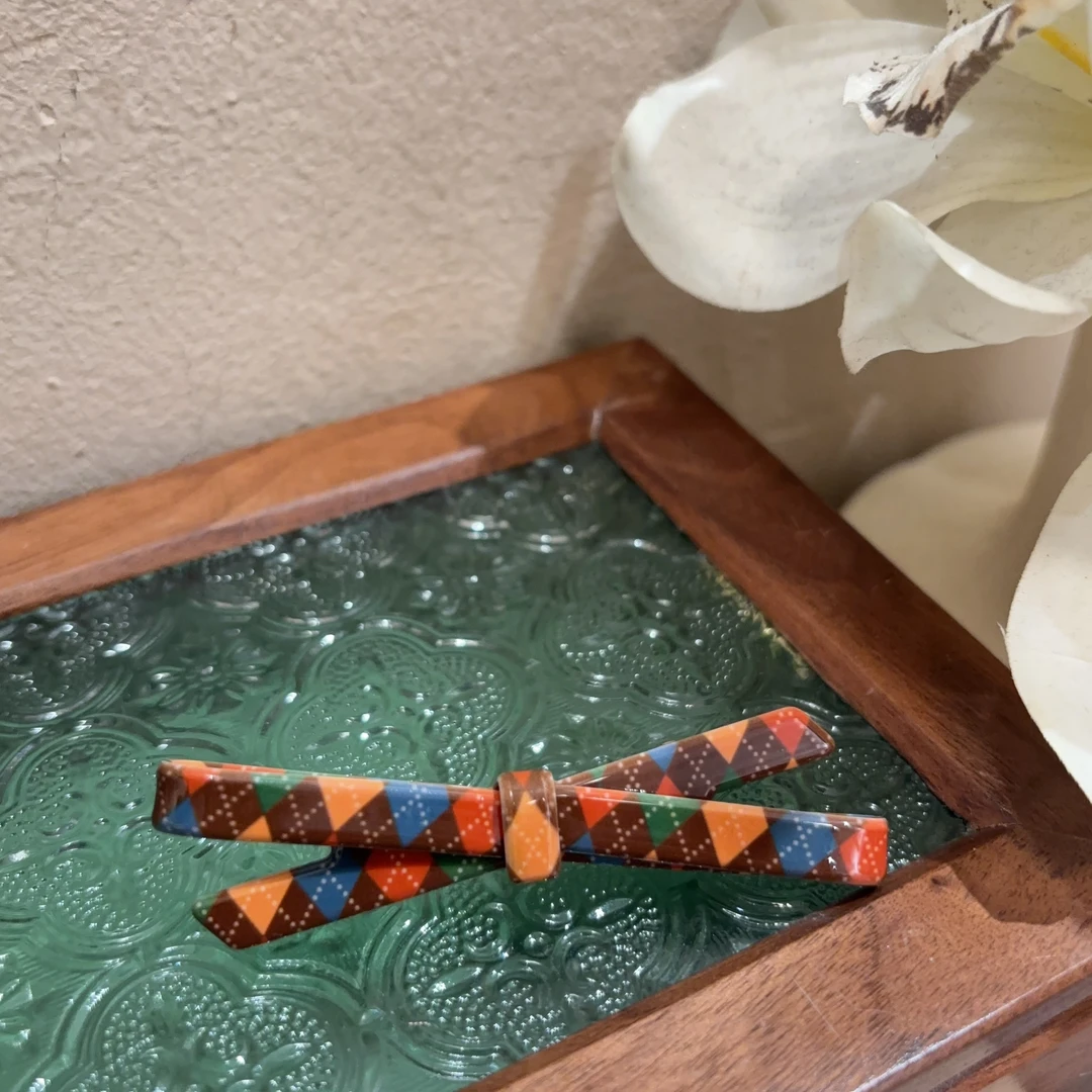 设计款格纹拼色交叉发夹Y226