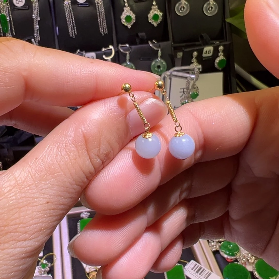 翡翠18K金镶嵌颈饰耳环