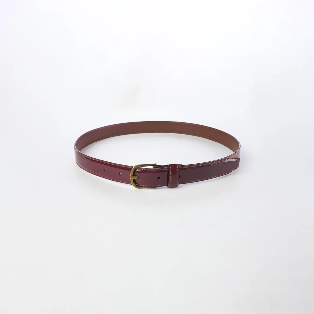 【meebest】(原195) YD24463气质枣红色小牛皮针扣腰带